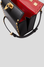 Load image into Gallery viewer, Black Grainy Calfskin Rockstud Box Bag by Valentino
