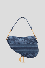 Load image into Gallery viewer, Blue Dior Flowers Embroidered Denim Saddle Bag by Dior
