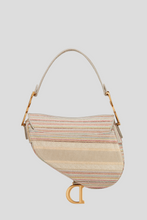 Load image into Gallery viewer, Cream Multicolor Stripes Embroidery Saddle Bag by Dior
