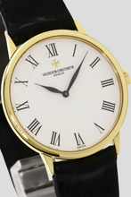 Load image into Gallery viewer, Black 18K Yellow Gold Patrimony Manual Winding Watch by Vacheron Constantin
