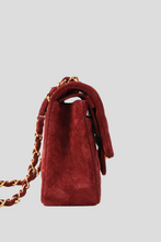 Load image into Gallery viewer, Bordeaux GHW Suede Small Classic Double Flap Bag by Chanel
