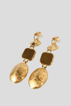 Load image into Gallery viewer, Black Gold Crystal CC Drop Earrings by Chanel
