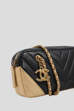 Load image into Gallery viewer, Black Camera Bag Chevron by Chanel
