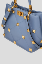 Load image into Gallery viewer, Blue Niagara Nappa Roman Stud The Handle Bag by Valentino
