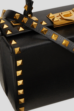 Load image into Gallery viewer, Black Grainy Calfskin Rockstud Box Bag by Valentino
