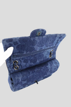 Load image into Gallery viewer, Blue RHW Floral Printed Denim Medium Classic Double Flap Bag by Chanel
