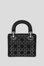 Load image into Gallery viewer, Black Embellished Satin Lady Dior Mini Bag by Dior
