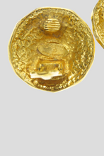 Load image into Gallery viewer, Gold Coco Medallion Statement Clip On Earrings by Chanel
