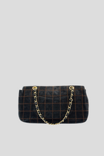 Load image into Gallery viewer, Black Suede Chocolate Bar Shoulder Bag by Chanel
