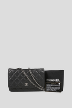 Load image into Gallery viewer, Black SHW Classic Lambskin Leather Wallet On Chain by Chanel
