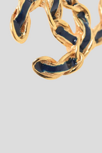 Load image into Gallery viewer, Gold Midnight Blue CC Statement Clip On Earrings by Chanel
