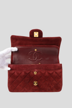 Load image into Gallery viewer, Bordeaux GHW Suede Small Classic Double Flap Bag by Chanel
