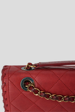 Load image into Gallery viewer, Dark Red GHW Lambskin Braided Edge Medium Single Flap Bag by Chanel
