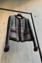 Load image into Gallery viewer, Brown Rabbit Fur Trimmed Metallic Tweed Jacket by Chanel
