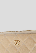 Load image into Gallery viewer, Beige GHW Caviar Classic Zip Around Wallet by Chanel
