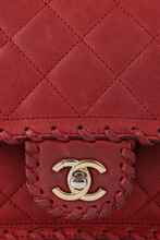 Load image into Gallery viewer, Dark Red GHW Lambskin Braided Edge Medium Single Flap Bag by Chanel
