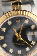 Load image into Gallery viewer, Datejust Black Diamond Dial 18K Yellow Gold and Stainless Steel Watch by Rolex
