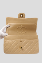 Load image into Gallery viewer, Beige GHW Lambskin Medium Classic Double Flap Bag by Chanel
