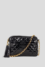 Load image into Gallery viewer, Black Patent Leather Chain Camera Shoulder Bag by Chanel
