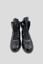 Load image into Gallery viewer, Black Patent Leather CC Boots Size 38 by Chanel
