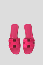 Load image into Gallery viewer, Fuschia Suede Oran Sandal Size 37.5 / UK 4.5 by Hermès
