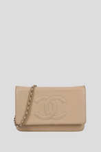 Load image into Gallery viewer, Beige Classic Caviar Leather Wallet On Chain by Chanel
