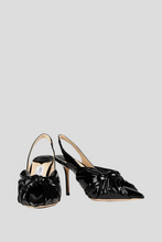 Load image into Gallery viewer, Black Annabell 85 Knotted Sling Back Pumps by Jimmy Choo
