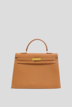 Load image into Gallery viewer, Gold Kelly Sellier 35 Courchevel Leather Bag by Hermès
