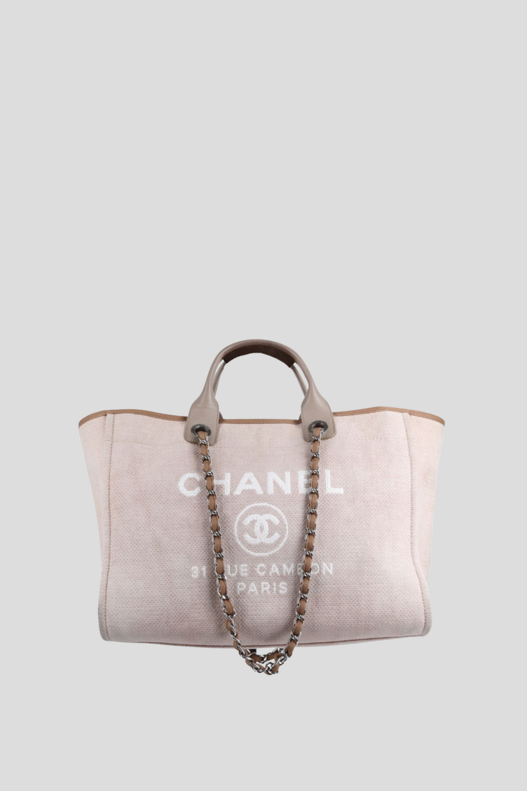 Beige Large Deauville Tote Bag by Chanel