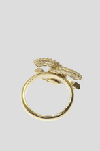 Load image into Gallery viewer, Gold Rhinestone CC Statement Ring by Chanel
