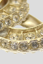 Load image into Gallery viewer, Gold Rhinestone CC Statement Ring by Chanel
