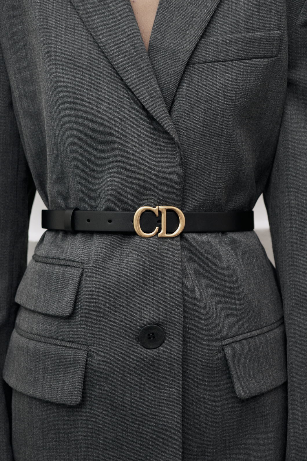 Black Leather Saddle Belt Size 80 by Dior