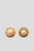 Load image into Gallery viewer, Gold Coco Pearl Statement Clip On Earrings by Chanel
