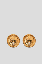 Load image into Gallery viewer, Gold Coco Pearl Statement Clip On Earrings by Chanel
