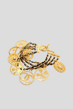 Load image into Gallery viewer, Gold Multi Charm Leather Chain Bracelet by Chanel
