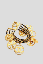 Load image into Gallery viewer, Gold Multi Charm Leather Chain Bracelet by Chanel
