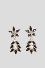 Load image into Gallery viewer, Black Crystal CC Pearl Drop Earrings by Chanel
