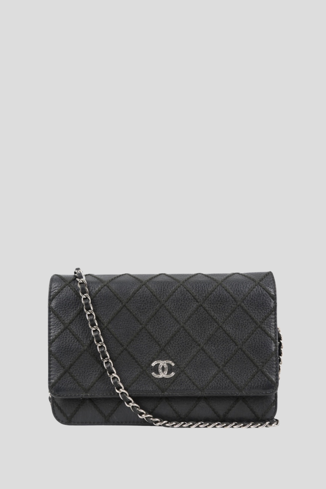 Black Diamond Stitch Wallet On Chain by Chanel