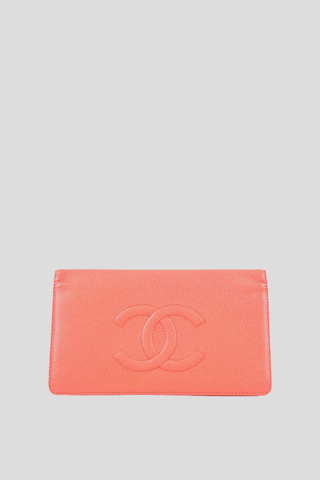 Coral Classic Bi-Fold Caviar Leather Wallet by Chanel