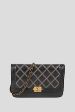 Load image into Gallery viewer, Black Boy Stitch Lambskin Leather Wallet On Chain by Chanel
