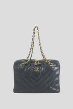 Load image into Gallery viewer, Black Lambskin Coco Chain Shoulder Tote Bag by Chanel
