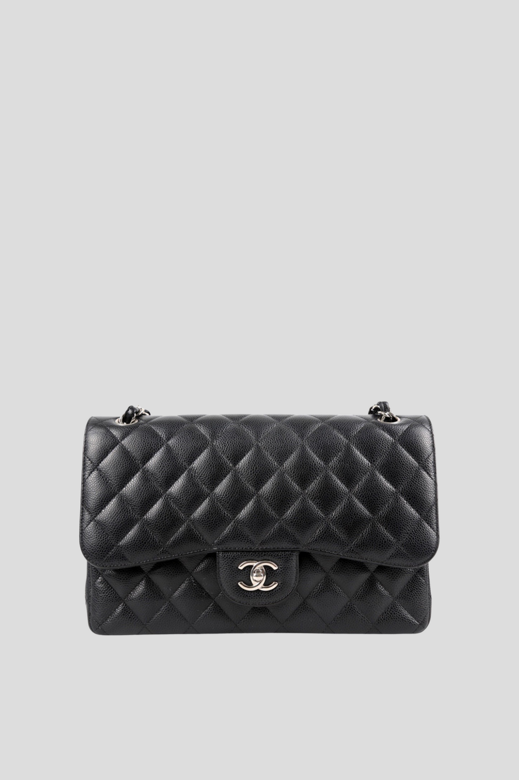 Black Caviar PHW Classic Jumbo Double Flap Bag by Chanel