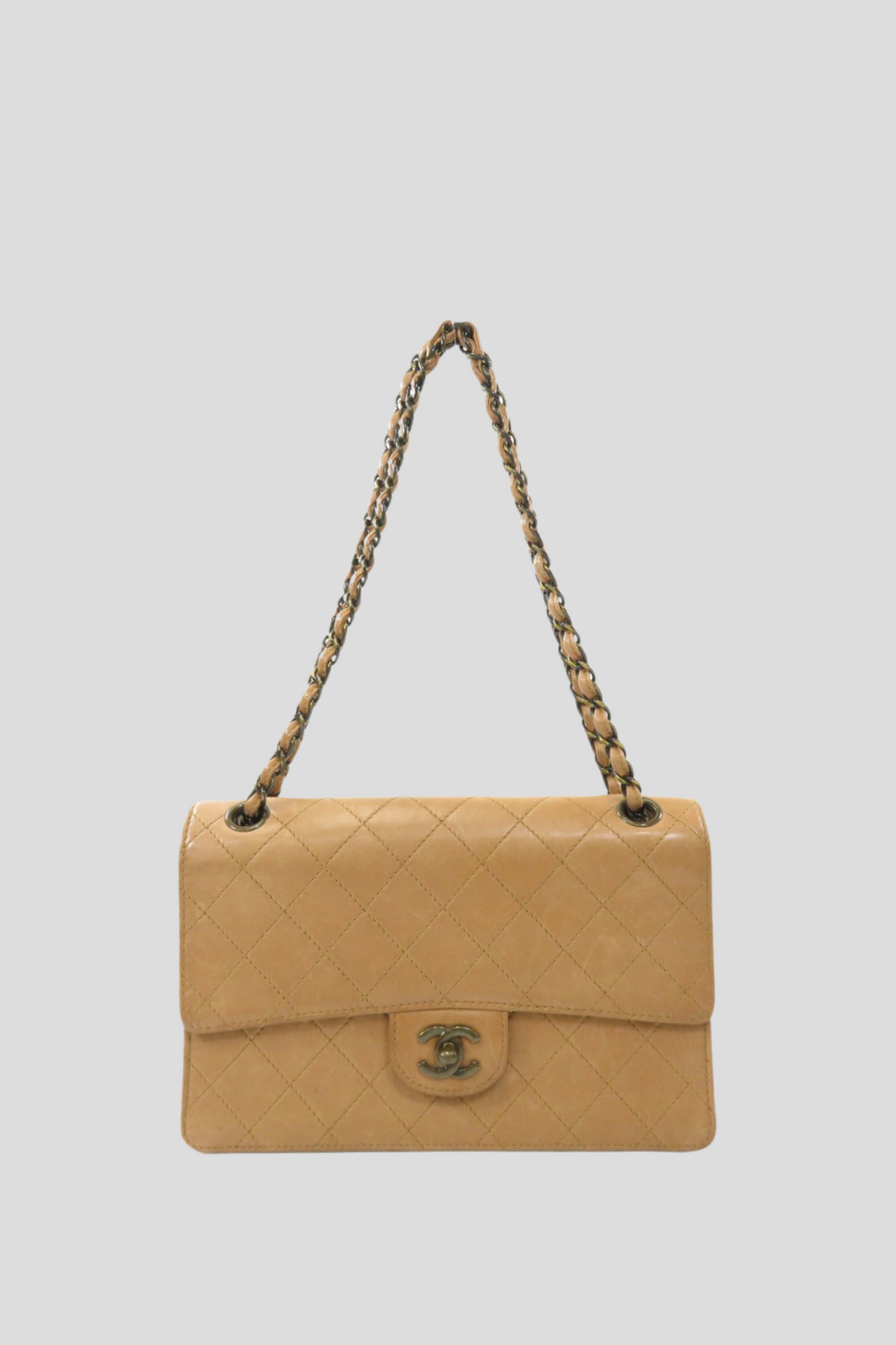 Dark Beige Calfskin Classic Single Flap Bag by Chanel