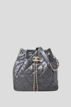 Load image into Gallery viewer, Black Quilted Lambskin Leather Coco Bucket Bag by Chanel
