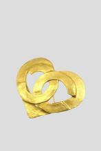 Load image into Gallery viewer, Gold Cut-Out Coco Heart Brooch by Chanel
