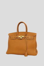 Load image into Gallery viewer, Gold GHW Birkin 35 Taurillon Clemence Leather Bag by Hermès
