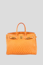 Load image into Gallery viewer, Cognac GHW Birkin 35 Ostrich Leather Bag by Hermès
