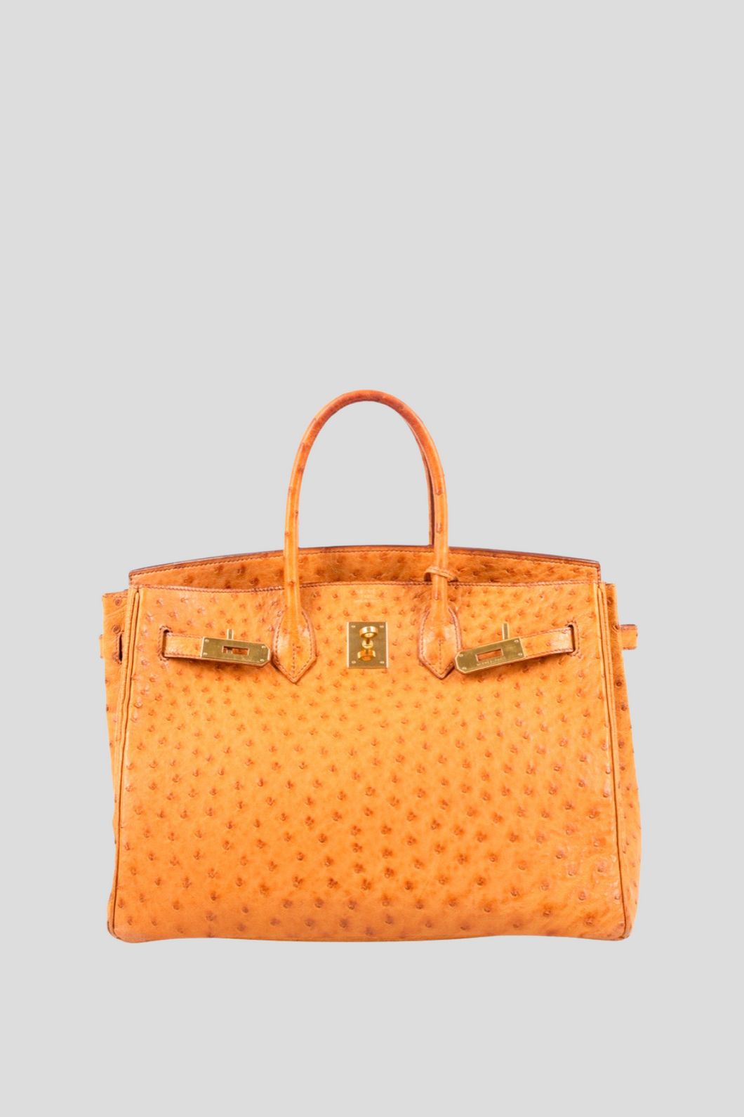 Cognac GHW Birkin 35 Ostrich Leather Bag by Hermès