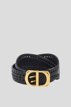 Load image into Gallery viewer, Black Braided Montaigne 30 Calfskin Leather Belt Size 90 by Dior
