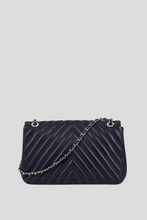 Load image into Gallery viewer, Dark Navy Chevron Lambskin PHW Large Single Flap Bag by Chanel
